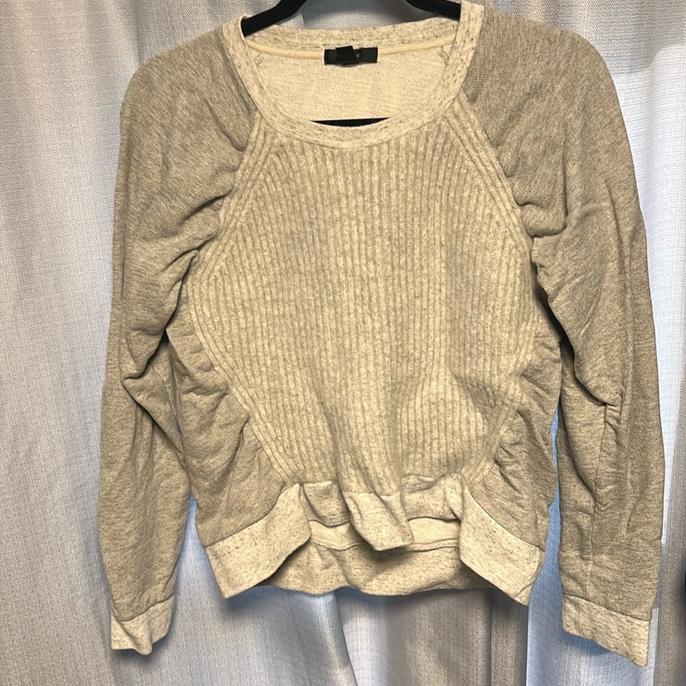 J.Crew sweatshirt light grey. Front knit and back sweatshirt